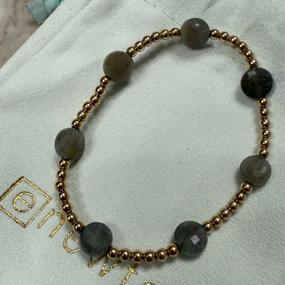 Gold and Gray Beaded Bracelet